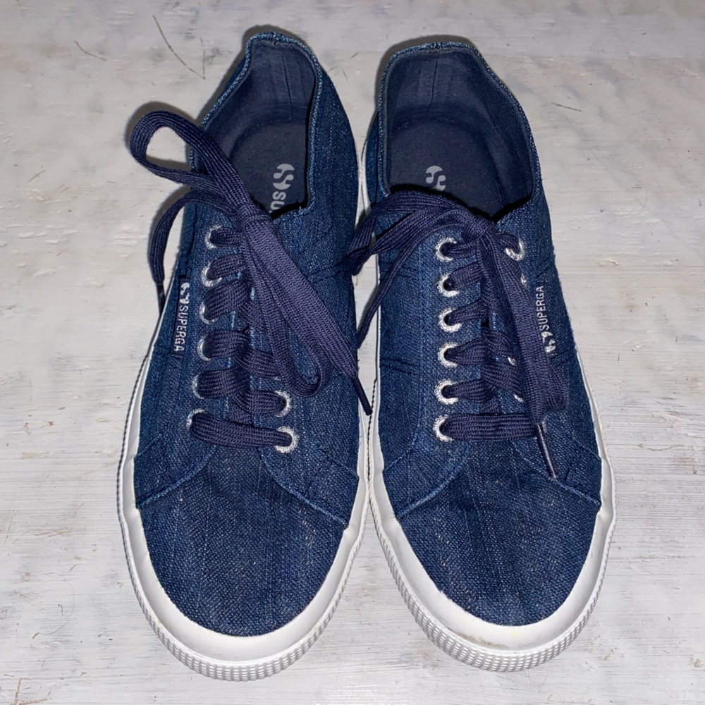 Superga S00C1X0 Blue Low Top Lace Up Sneaker Shoes | size 6.5 - Picture 2 of 9